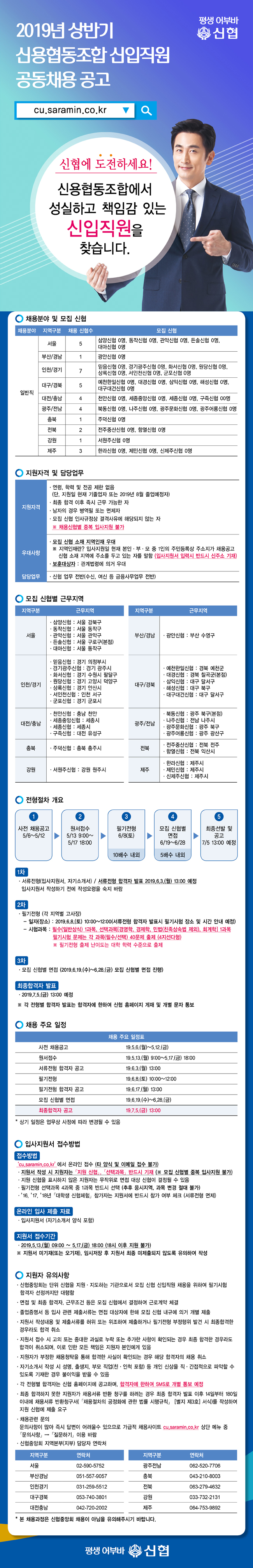 2019년 상반기 신협 신입직원 공동채용 공고. 하단 첨부파일 다운로드