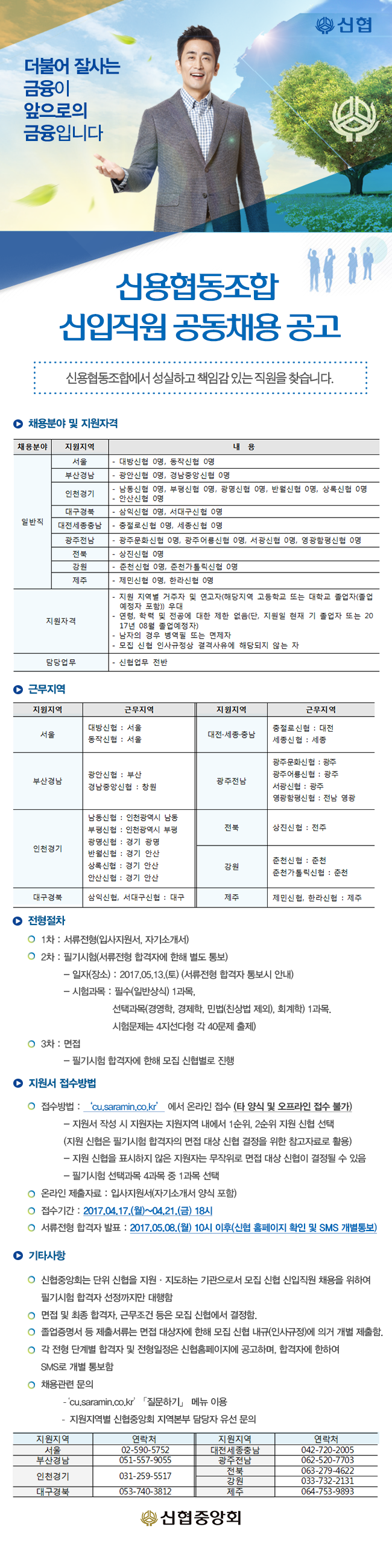 2017년 상반기 신협 신입직원 공동채용 공고. 하단 첨부파일 다운로드