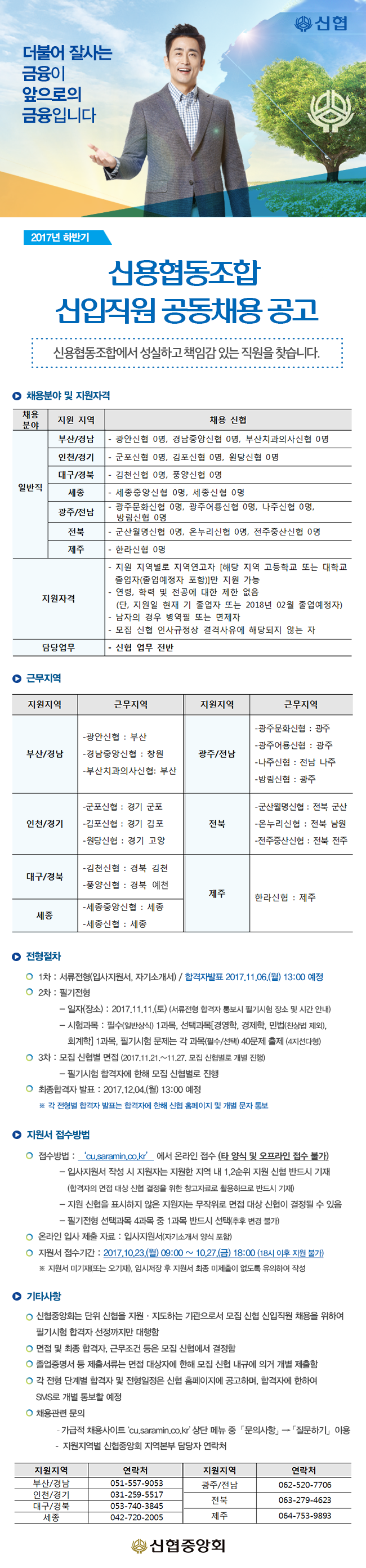 2017년 하반기 신협 신입직원 공동채용 공고. 하단 첨부파일 다운로드